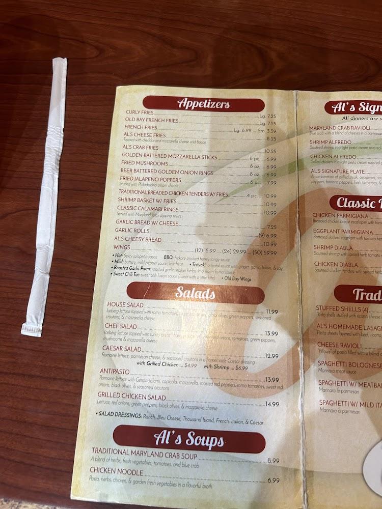 Al's Restaurant Pizzeria & Grill Menu image 2